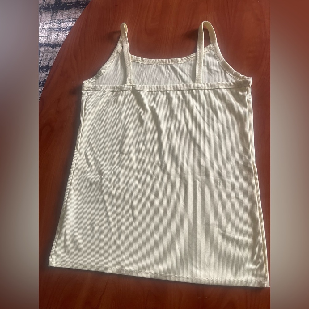 Women’s Cream Ribbed Tank Top - Classic Spaghetti Strap